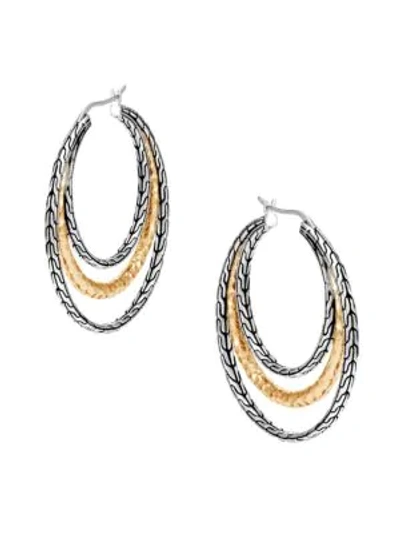 John Hardy Women's Classic Chain Hammered 18k Gold & Silver Medium Hoop Earrings In Silver Gold