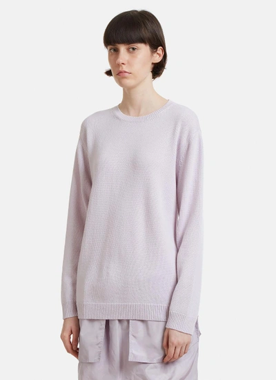 Valentino Silk Back Step Hem Knit Sweater In Lilac In Light Purple