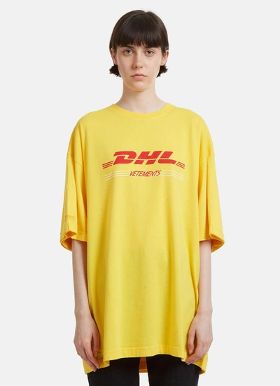 Vetements Double Dhl T-shirt In Yellow | ModeSens