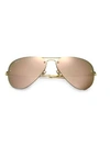 Ray Ban Rb3449 59mm Mirrored Semi-rimless Aviator Sunglasses In Gold/brown