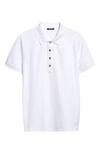 Balmain Monogram Jacquard Stretch Cotton Polo In White