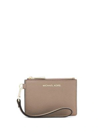 Michael Michael Kors Mercer Colour-block Pebbled Leather Coin Purse In Beige