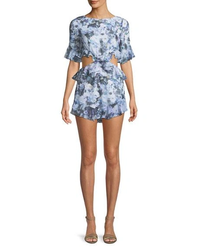 Fame And Partners The Lyndsey Floral Playsuit W/ Ruffle Trim