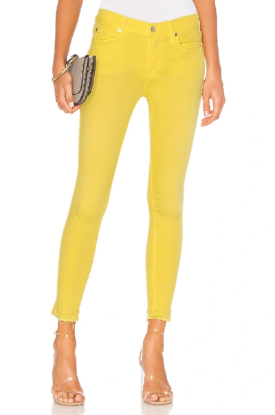 7 For All Mankind The Ankle Skinny Jeans With Released Hem In Vivid Yellow