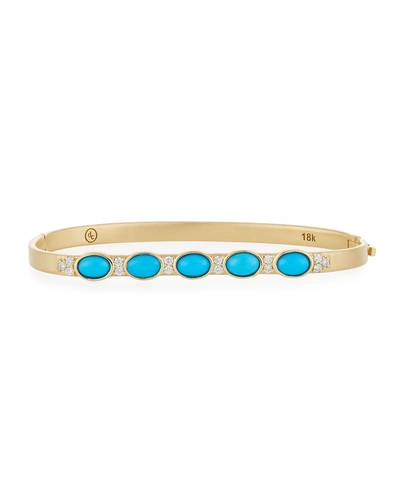 Dominique Cohen 18k Gold Sleeping Beauty Turquoise & Diamond Bangle