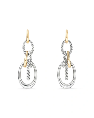 David Yurman Pure Form Convertible Link Drop Earrings W/ 18k Gold In Yellow/silver