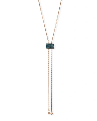 Stevie Wren 14k Geometric Blue Diamond Lariat Necklace