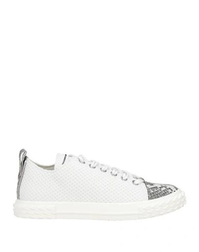 Giuseppe Zanotti Man Sneakers White Size 9 Soft Leather, Textile Fibers In Grey