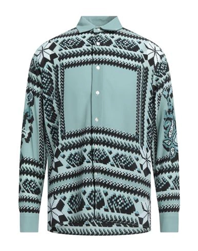 Etro Man Shirt Turquoise Size 15 Silk In Grün