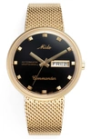 Mido Commander Automatic Mesh Strap Watch, 37mm In Gold/ Black/ Gold