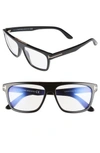 Tom Ford Cecilio 57mm Blue Block Optical Glasses - Shiny Black