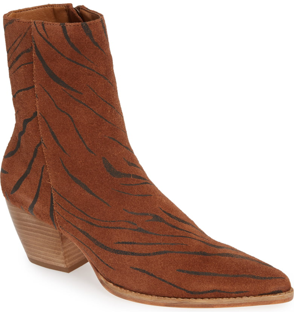 Matisse Caty Western Pointy Toe Bootie In Tiger Suede | ModeSens