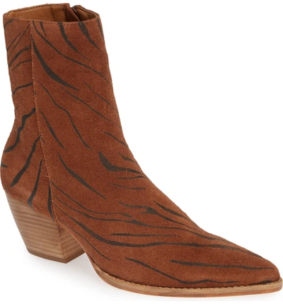 Matisse Caty Western Pointy Toe Bootie In Tiger Suede