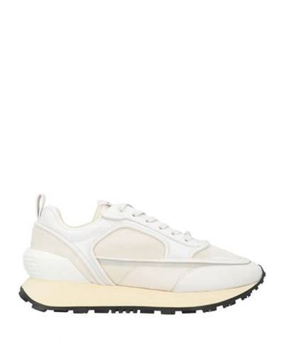 Balmain Man Sneakers White Size 7 Calfskin, Polyamide, Elastane, Lambskin