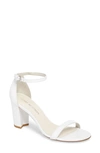 Stuart Weitzman Nearlynude Ankle Strap Sandal In White Nappa