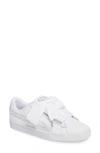 Puma Basket Heart Oceanaire Ribbon-laced Sneakers In White/ White/ White