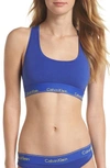 Calvin Klein Modern Cotton Collection Cotton Blend Racerback Bralette In Pure Cerulean