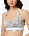Calvin Klein Modern Cotton Collection Cotton Blend Racerback Bralette In Grey Floral