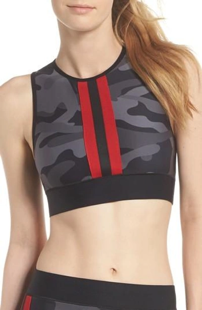 Ultracor Level Appliquéd Camouflage-print Stretch Sports Bra In Gray