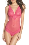 B.tempt'd By Wacoal Charming Thong Teddy In Pink Peacock