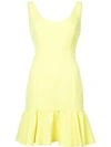 Milly Ruffled Hem Dress In Lemon Yellow