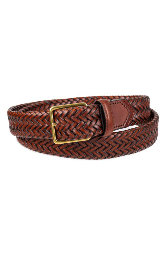 COLE HAAN Men/'s Woodbury Woven Leather Belt Brown Size 34 New