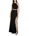Halston Heritage Asymmetrical Crepe Column Gown In Eggshell