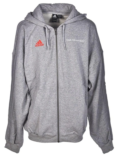 Gosha Rubchinskiy X Adidas Logo Embroidered Hoodie In Grey | ModeSens