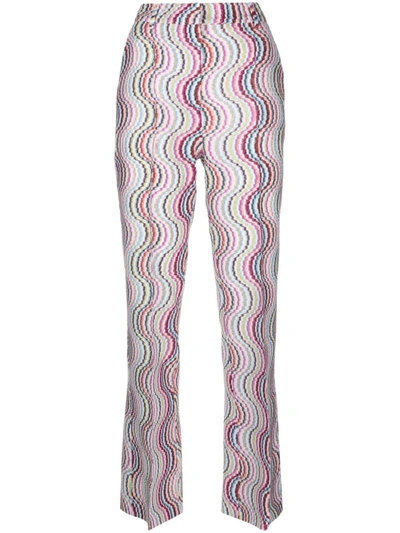 Missoni Wave-pattern Knitted Cropped Trousers In Multicolor
