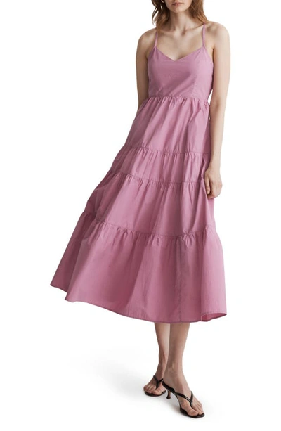Madewell Mira Poplin Tiered Dress In Shaded Pink | ModeSens