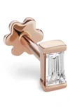 Maria Tash 18ct Diamond Baguette Single Threaded Stud Earring In Rose Gold