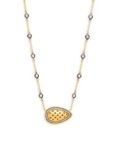 Freida Rothman Goldtone & Crystal Lattice Pendant Necklace