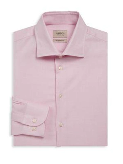 Giorgio Armani Modern-fit Textured Dress Shirt In Pink