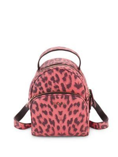 Furla Pink Leopard Print Mini Backpack Funky Leopard Print Backpack Women Men Pink Black Spots  main image 3