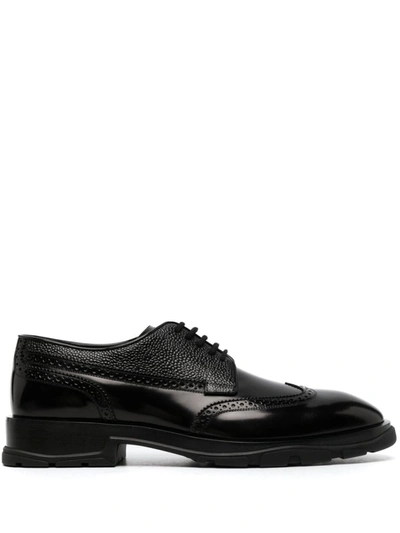 Alexander Mcqueen Lace-up Leather Brogues In Black