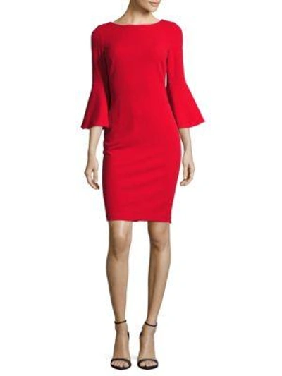Calvin Klein Bell-sleeve Sheath Dress In Red