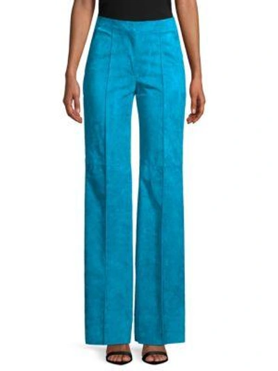 Akris Christa Suede Trousers In Blue