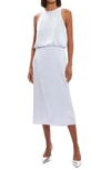 Theory Crushed Satin Sleeveless Racer Tank Midi Dress In Hydrangea