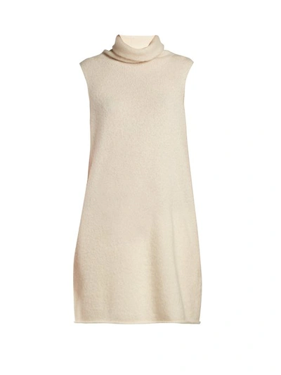 The Row Leond Sleeveless Cashmere-silk Turtleneck Top In Ivory