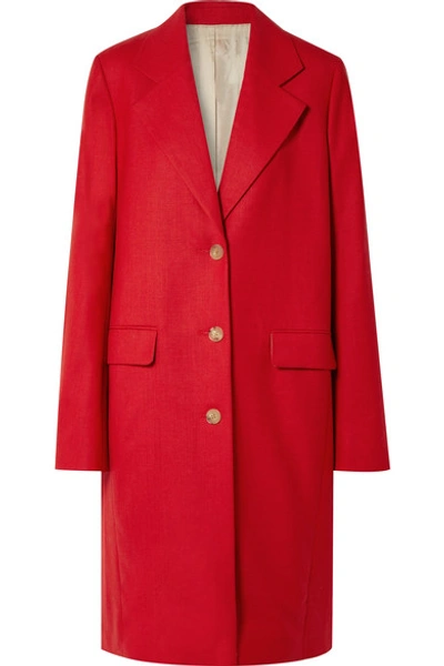 The Row Teymon Notched-lapel Single-breasted Oversized Wool Coat In Red