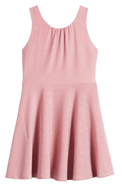 Ava & Yelly Kids' Metallic Sleeveless Skater Dress In Blush