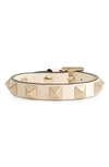 Valentino Garavani Rockstud Leather Bracelet 8x In Light Ivory