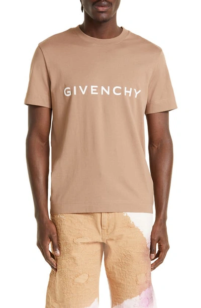 Givenchy Slim Fit Cotton Logo Tee In Beige