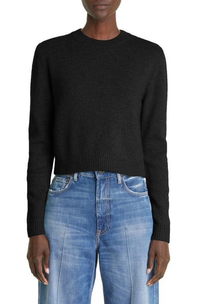 The Elder Statesman Simple Crop Cashmere Sweater In Black