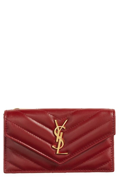 Saint Laurent Cassandre Envelope Flap Card Case In Pink