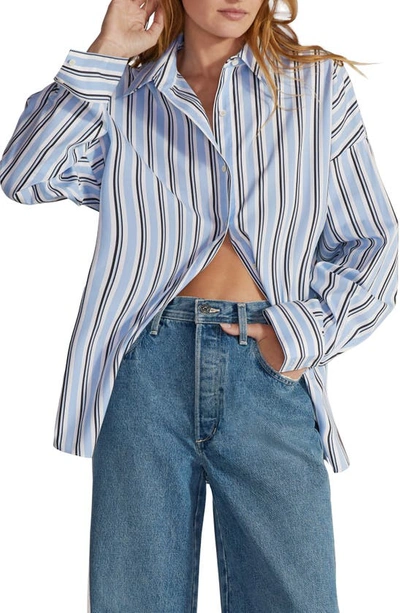 Favorite Daughter The Ex-boyfriend Stripe Cotton Shirt In Light Blue Stripe
