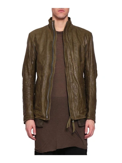 Boris Bidjan Saberi Leather Jacket In Verde