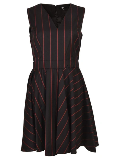 Versus Striped Detail Dress In Nero-rosso