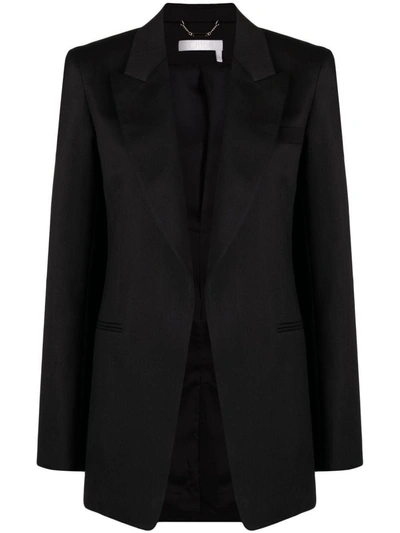 Chloé Single-breasted Silk Blend Wool Jacket In Black