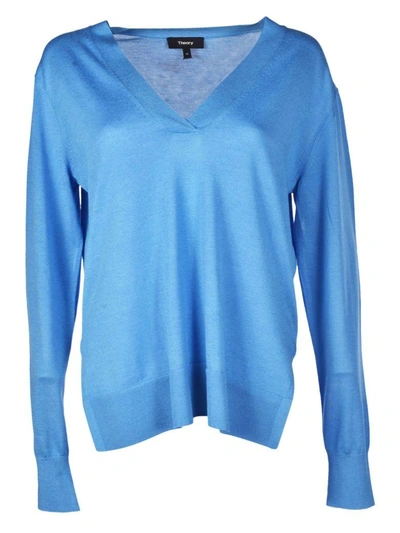 Theory V-neck Sweater In Blue